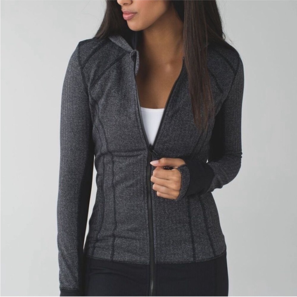 Lululemon Daily Practice Jacket Herringbone Heathered Black Size 8
